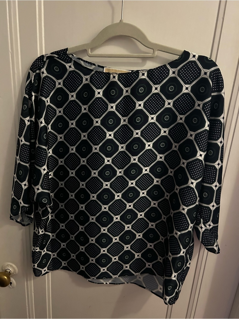 Michael Kors Black & White Geometric Blouse